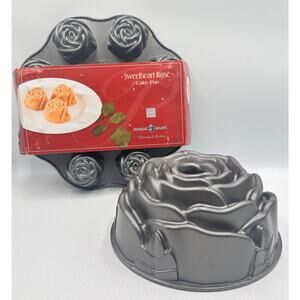 Nordic Ware Platinum Sweetheart Rose Bundt Cake Pans Cast Aluminum Non Stick Set